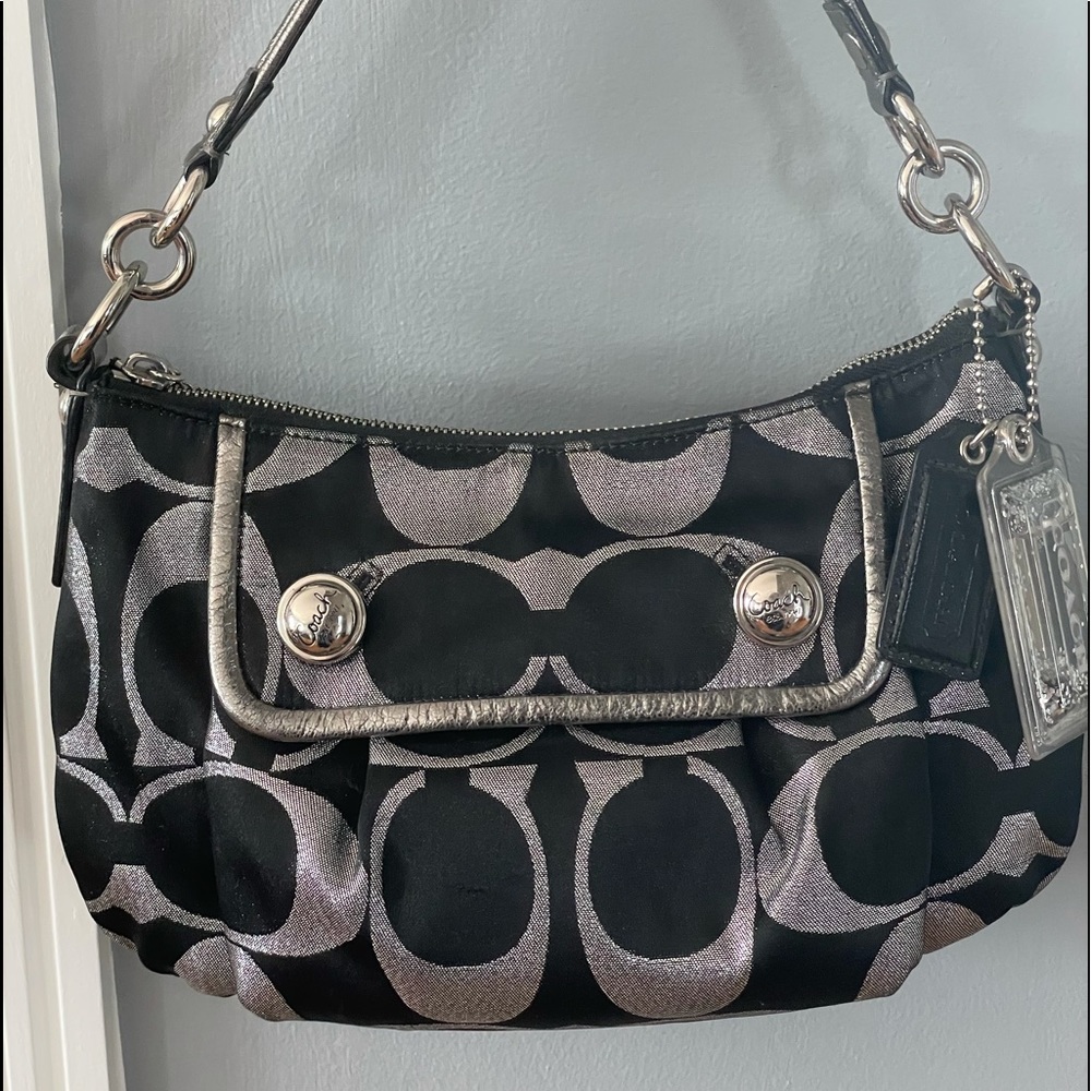 Coach black sparkle shoulder crossbody bag